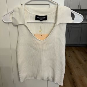 KITTENISH - RIBBED COLLAR CROP TOP